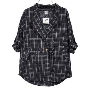 Womens Blazer Black & White Plaid By Cozy Co. Size M